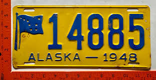 1948 Alaska territorial license plate featuring state flag