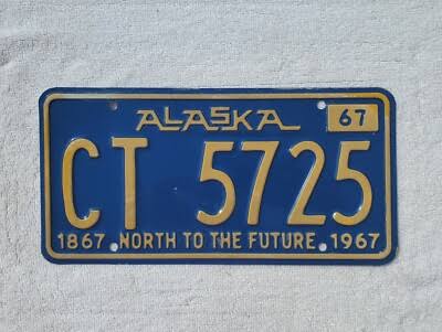 1966 Alaska North to the Future centennial license plate