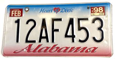 Alabama license plate from the late 1990s