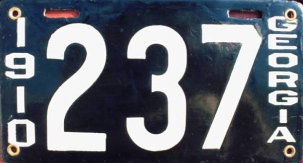 1910 Georgia license plate