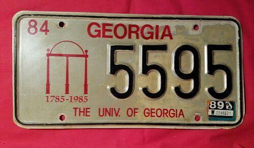 1984 Georgia college license plate, the first college license plate in the United States
