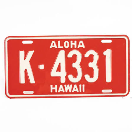 1957 red Aloha plate
