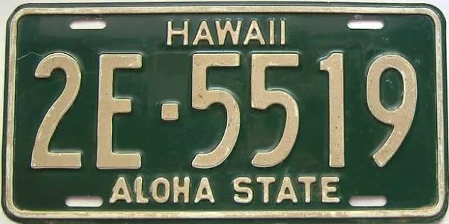 1961 green Aloha State plate