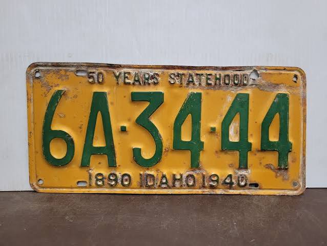 1940 Idaho license plate commemorating 50 years of statehood
