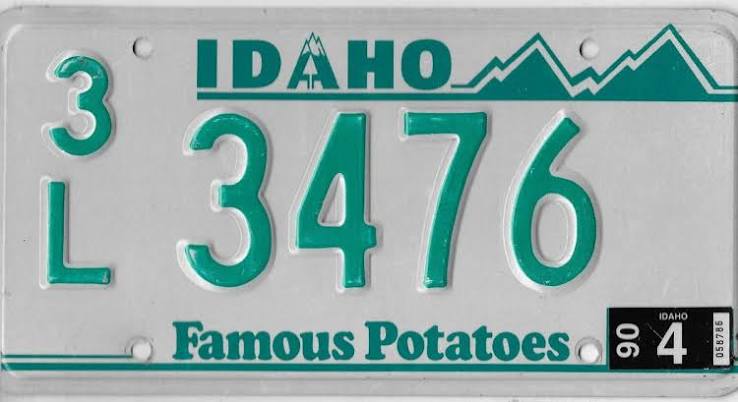 1990 Idaho Centennial license plate