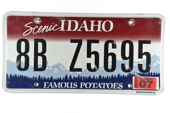 Idaho digitally produced flat license plate from the 2007 transition era