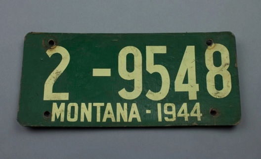 Montana soybean fiberboard license plate from 1943-1944