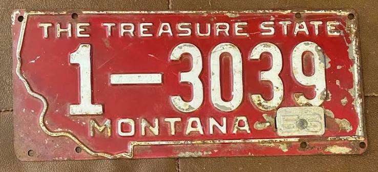 1950s Montana Treasure State license plate with the slogan across the top