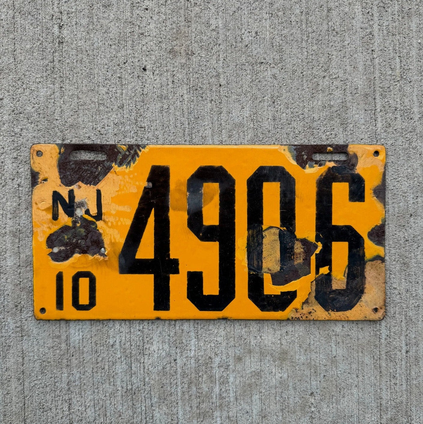 1910 New Jersey porcelain passenger plate