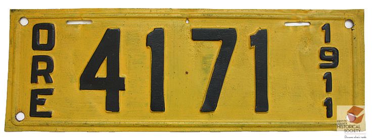 1911 Oregon first state-issued license plate with vertical ORE legend