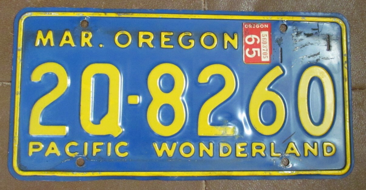 1959 Oregon Pacific Wonderland centennial license plate