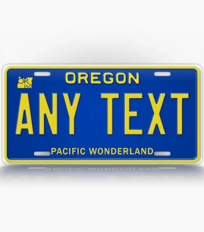 Modern Oregon Pacific Wonderland specialty license plate with Oregon 150 logo
