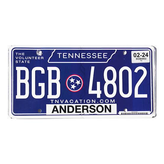 Tennessee standard plate with letters-first serial format